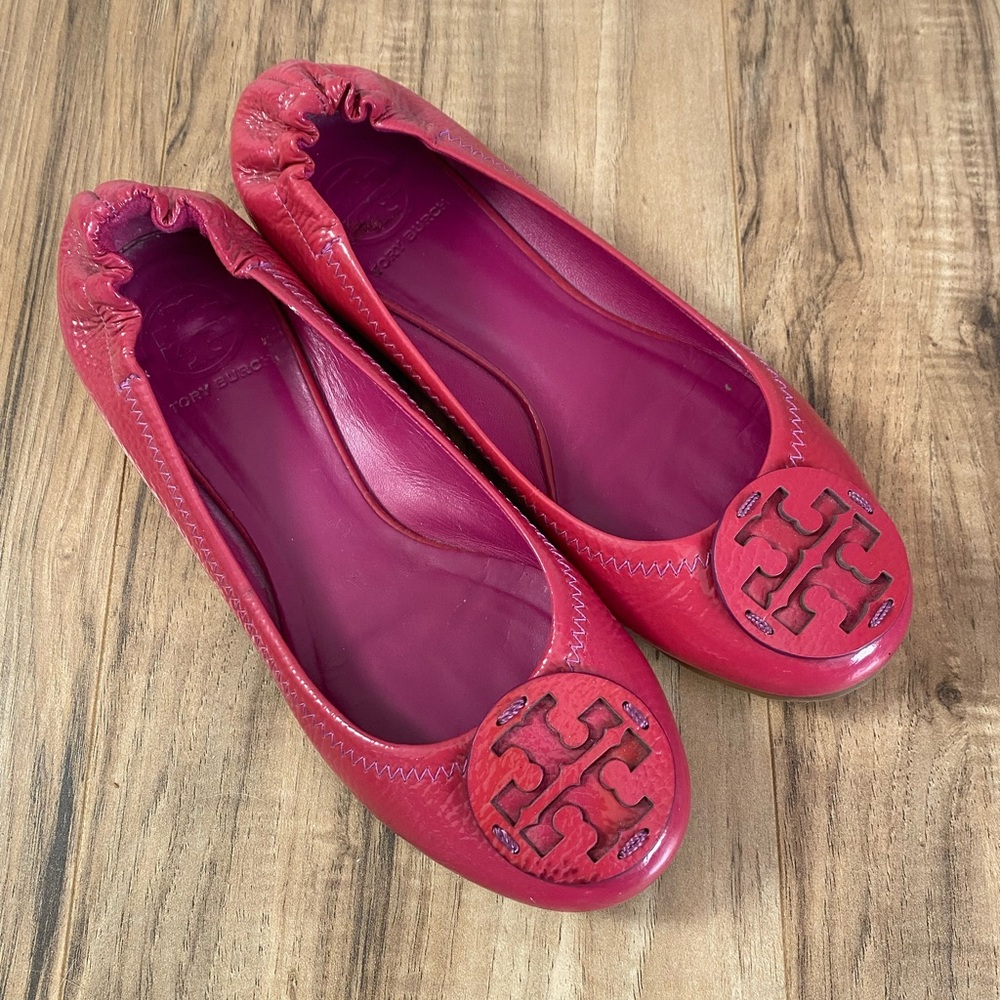 Tory Burch Fuchsia Patent Leather Ballet Flats
